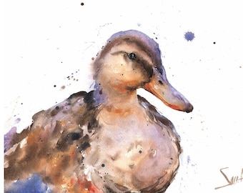 Female Mallard Duck Watercolor Print - Wildlife Painting