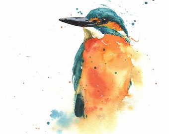 Kingfisher Art Print Bird Decor Watercolor Painting by Eric Sweet