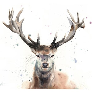 Watercolor elk wall art - elk painting, elk decor, forest animal decor, nature lover gift, woodland animal art, forest animal decor