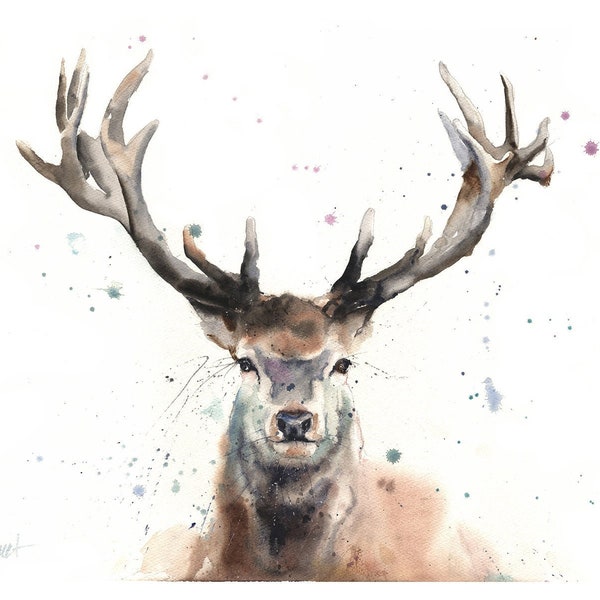 Watercolor Elk Print - Forest Animal Wall Art, Wildlife Painting