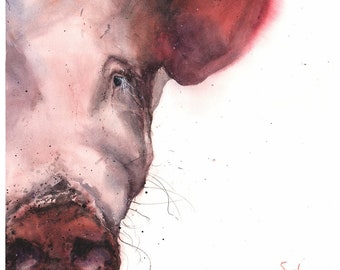 Pintura de cerdo en acuarela, arte animal de Eric Sweet