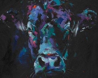 Expressive Cow Impasto Oil Painting Art Print by Eric Sweet