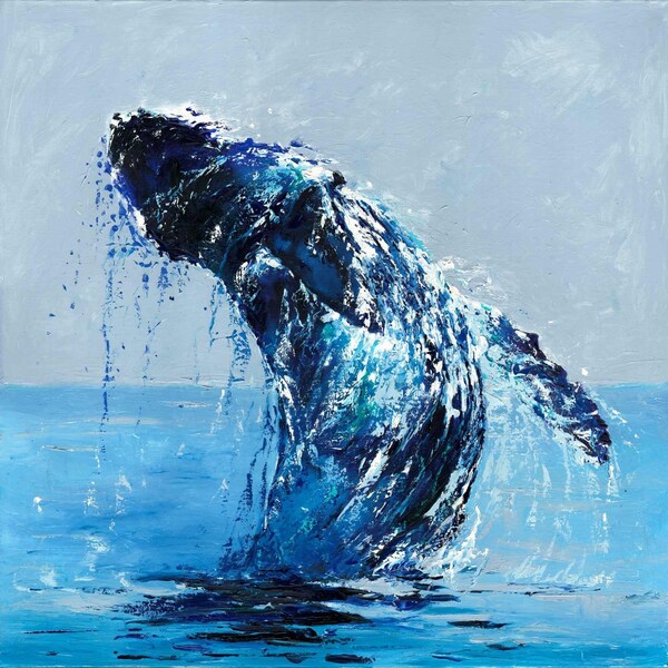 The Northern Sea Has A Fish Named Kun Abstract Oil Painting On Canvas. Humpback Whale. Handpainted Paintings Wall Art Home Decor Picture