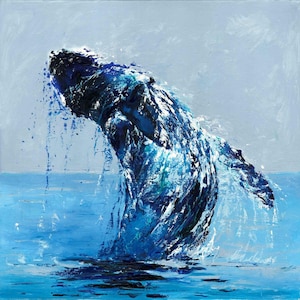 Breaching Humpback Whale Oil Painting Limited Edition Art Print by Eric Sweet