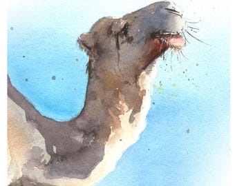 Watercolor Camel Art Print - Desert Animal Painting