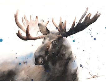 Canadian Moose Watercolor Painting Art Print by Eric Sweet