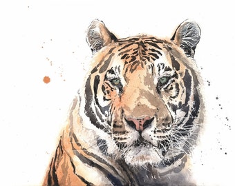 Watercolor Tiger Portrait Painting Art Print by Eric Sweet