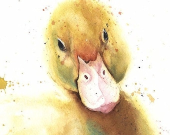 Watercolor Duckling Print - Farm Animal Nursery Art