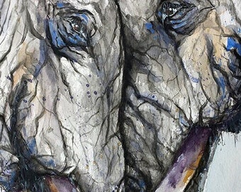 Elephant Art Print, Watercolor Elephant Wall Decor, Safari Animal Painting, Neutral Nursery Decor, Wildlife Artwork