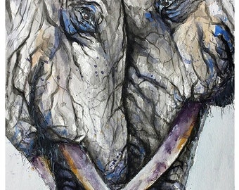 Elephant Art Print, Watercolor Elephant Wall Decor, Safari Animal Painting, Neutral Nursery Decor, Wildlife Artwork