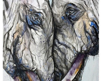 Watercolor Elephant Painting Wall Art Print Animal Decor by Eric Sweet