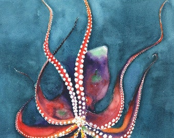 Octopus Watercolor Painting Art Print by Eric Sweet