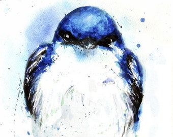 Blue Warbler Bird Watercolor Painting Art Print by Eric Sweet