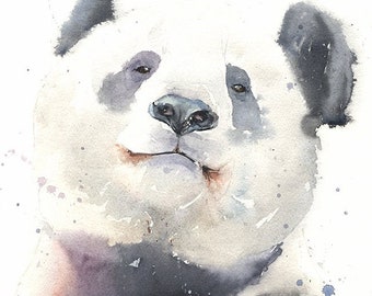 Watercolor Giant Panda Bear Art Print - Asian Wildlife Painting