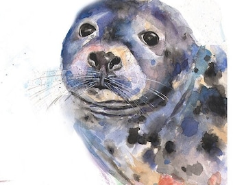 Harbor Seal Watercolor Painting Sea Life Art Print by Eric Sweet