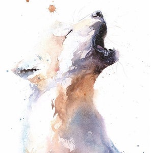 Howling Wolf Watercolor Painting Art Print by Eric Sweet