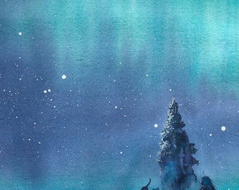 絵画 Aurora オーロラ 絵画 北極光 キャンバス アートワーク 夜空 オリジナル