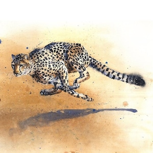 Cheetah Watercolor Wildlife Painting Art Print by Eric Sweet