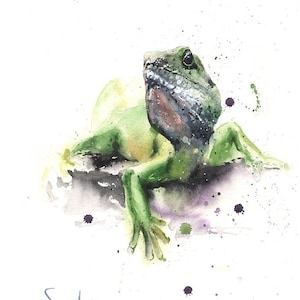 Watercolor Green Lizard Painting Art Print by Eric Sweet