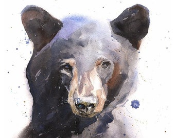 Black Bear Cub Watercolor Painting Art Print by Eric Sweet