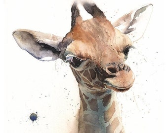 Giraffe Painting Baby Decor Watercolor Art Print by Eric Sweet