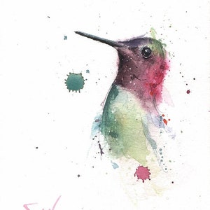 Watercolor ruby-throated hummingbird print, vibrant bird painting, colorful hummingbird art, nature lover gift, hummingbird wall decor