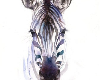 Colorful Zebra Watercolor Art Print - Hand Painted Animal Artwork