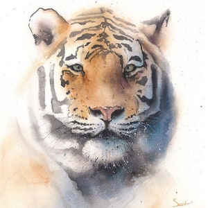 Watercolor Tiger Art Print - Spirit Animal Painting