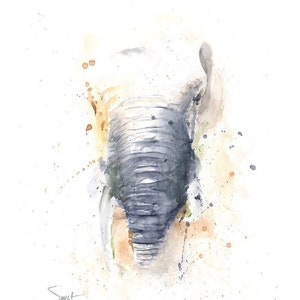 Spirit elephant wall art - watercolor elephant painting, boho animal decor, elephant gift, elephant decor, spirit animal art