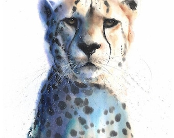 Aquarell Gepard Kunstdruck - Afrikanische Wildtier Wandkunst