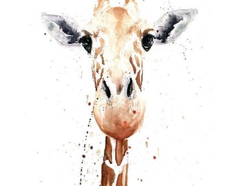 Giraffe Art Print, Watercolor Animal Wall Art, Safari Nursery Decor, Baby Giraffe Wall Decor, Cute Wildlife Painting