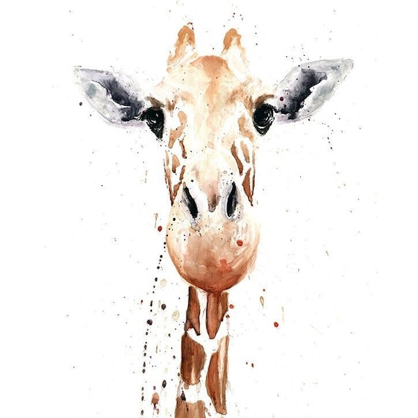 Giraffe Art Print, Watercolor Animal Wall Art, Safari Nursery Decor, Baby Giraffe Wall Decor, Cute Wildlife Painting