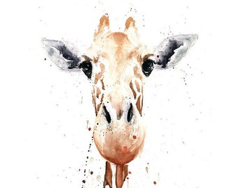 Baby Giraffe Watercolor Painting Art Print by Eric Sweet