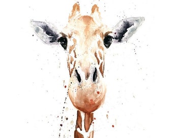 Baby Giraffe Watercolor Painting Art Print by Eric Sweet