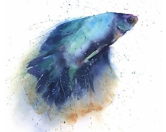 Betta Fish Watercolor Painting Art Print by Eric Sweet