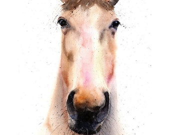 Watercolor Horse Portrait Spirit Animal Art Print by Eric Sweet