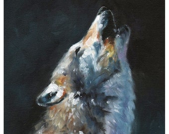 Howling Wolf Oil Painting Art Print by Eric Sweet