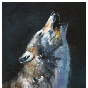 Howling Wolf Oil Painting Wildlife Art Print by Eric Sweet