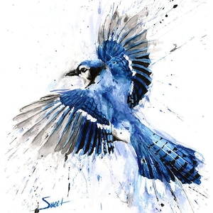 カワセミのアートプリント - 水彩画の鳥の絵 - 鳥好きへのギフト