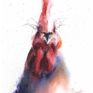 Watercolor Rooster Print Bird Painting by Eric Sweet