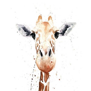 Baby Giraffe Watercolor Painting Art Print by Eric Sweet image 1