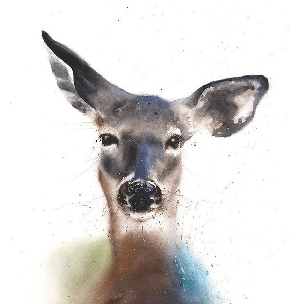 Watercolor Doe Art Print Deer Painting by Eric Sweet