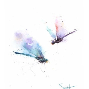 Dragonfly Art Print Watercolor Decor Painting by Eric Sweet