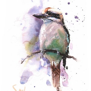 Laughing Kookaburra Watercolor Art Print - Exotic Bird Painting