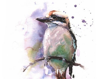 Laughing Kookaburra Painting Watercolor Exotic Bird Art Print by Eric Sweet