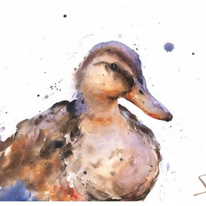 Female mallard duck watercolor print, rustic bird wall art, duck painting for nature lovers, waterfowl artwork, wildlife decor, duck decor
