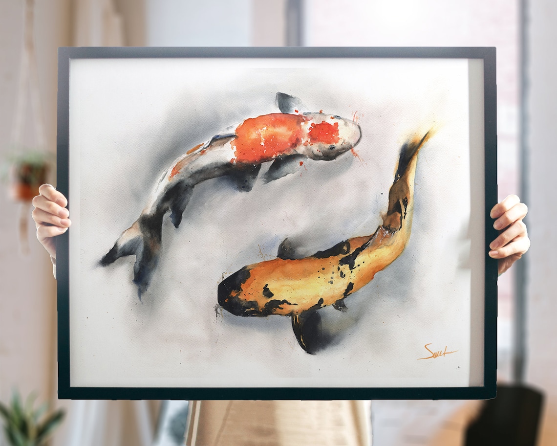 Koi Fish Watercolor Painting Original Watercolor Koi - Etsy
