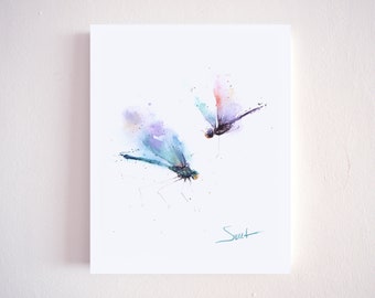 水彩トンボプリント - 昆虫の壁アート、ガーデンデコレーション - Etsy