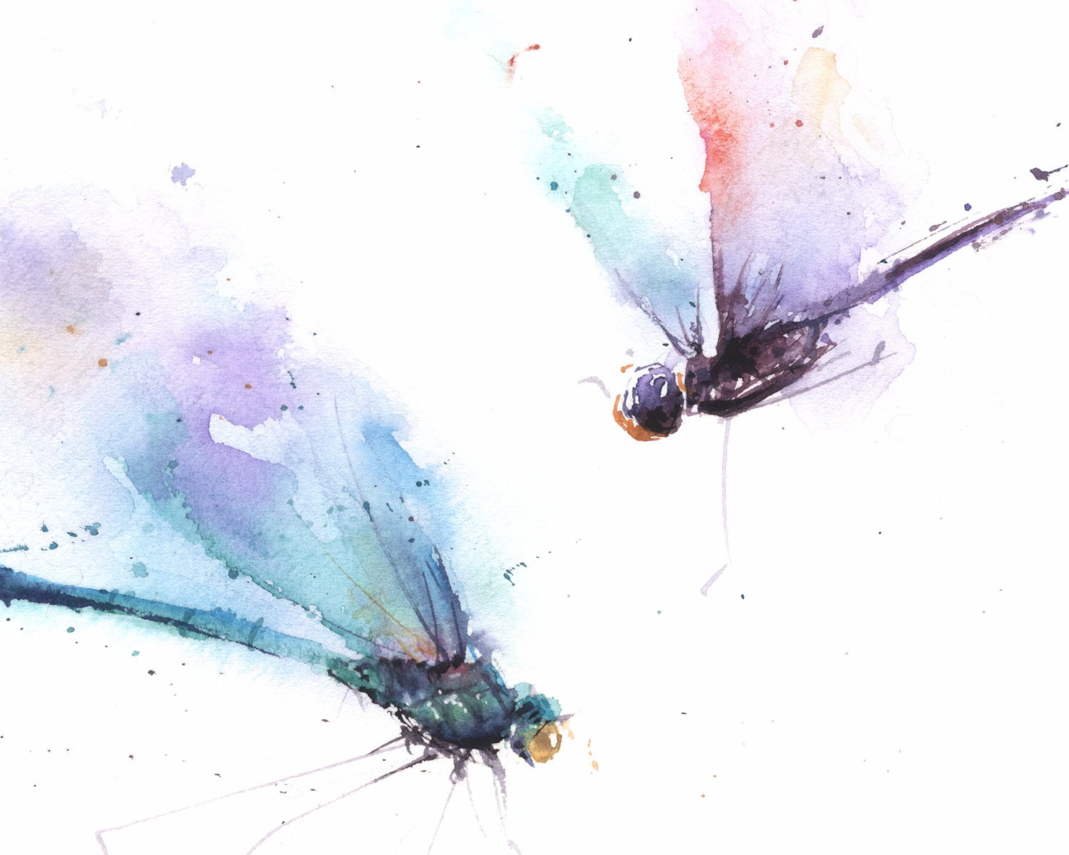 水彩トンボプリント - 昆虫の壁アート、ガーデンデコレーション - Etsy