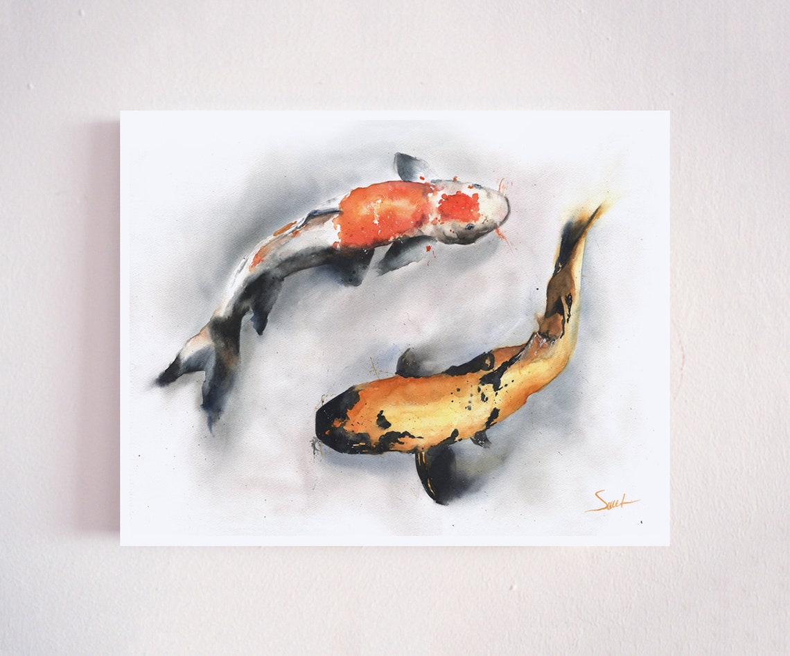 Koi Fish Watercolor Painting Original Watercolor Koi | Etsy